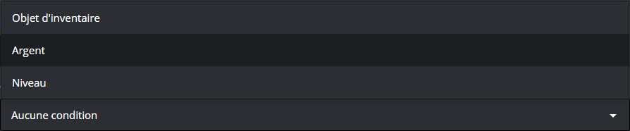 Liste des conditions possibles