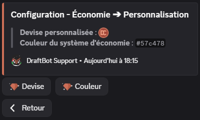 Menu "Personnalisation" via la commande /config