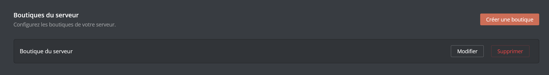 Bouton de création de boutique depuis le panel