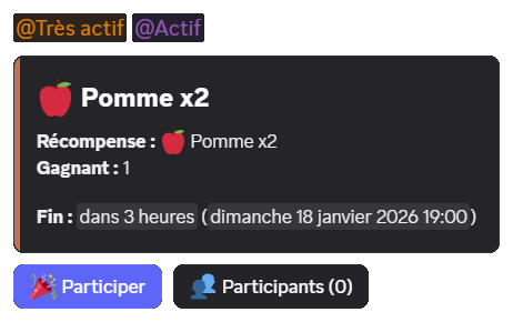 Giveaway avec deux rôles mentionnés