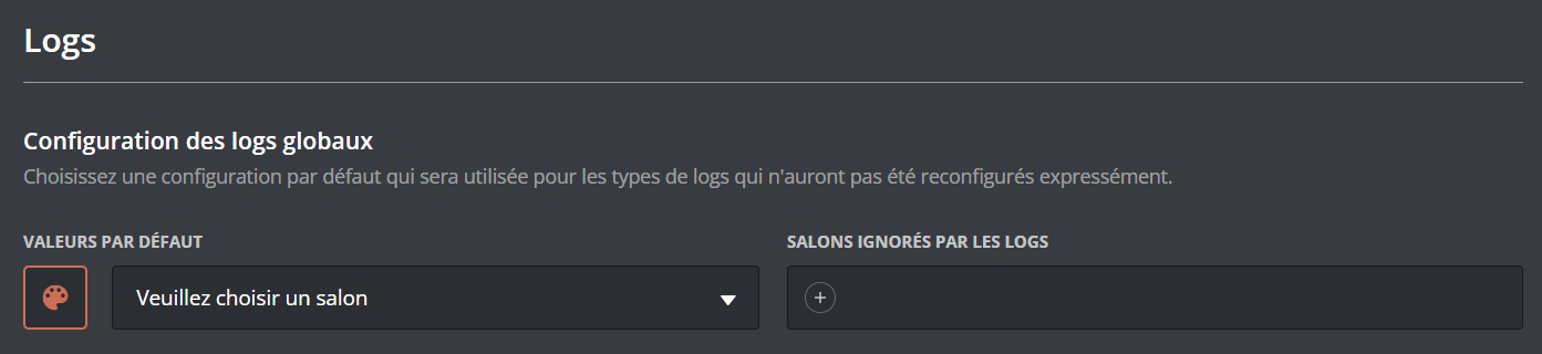 Configuration générale des logs depuis le panel