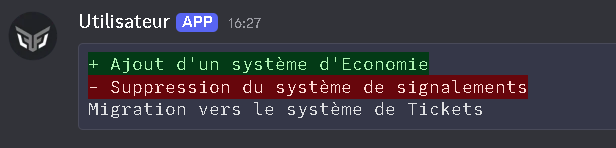 Aperçu d'un code en diff