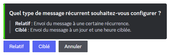 Aperçu de la sélection du type d'intervalle d'envoi