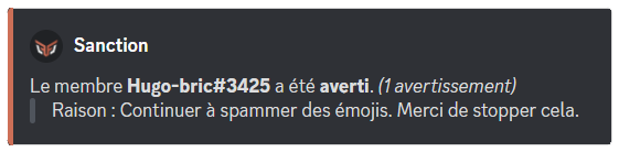 Avertissement donné à un membre