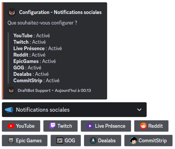 /config > Notifications Sociales