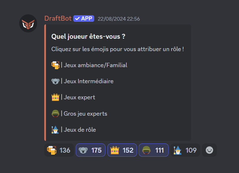 Exemple de rôle réaction