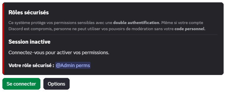 Aperçu du menu secure-roles déconnecté