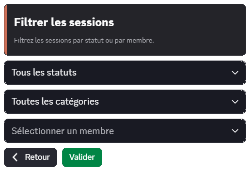 Aperçu des options pour filtrer l'historique