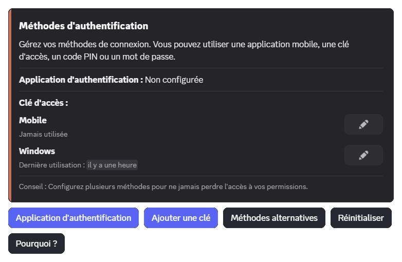 Aperçu du menu des options