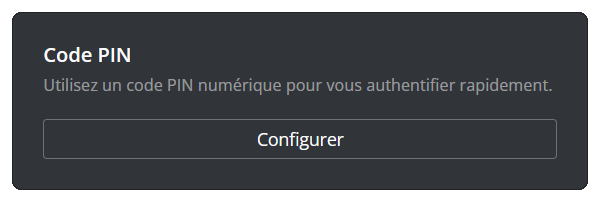 Configuration de la sécurité par code PIN