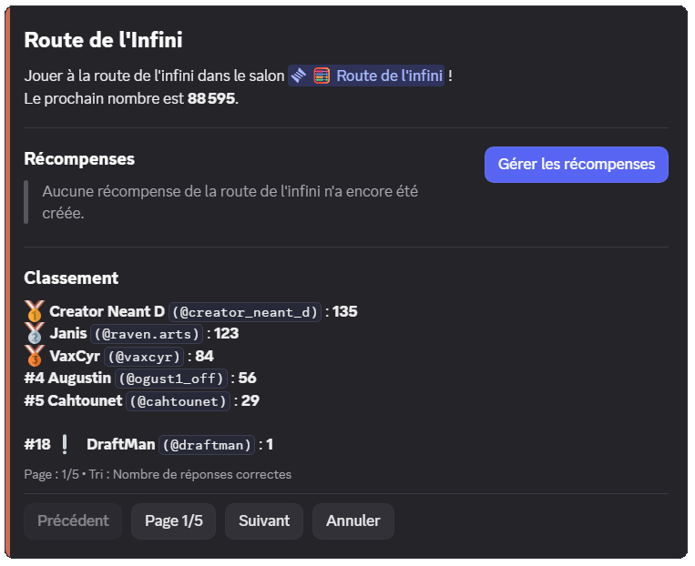 Interface de la Route de l'Infini