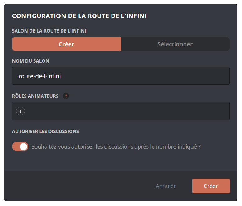 Mise en place de la Route de l'Infini depuis le Panel