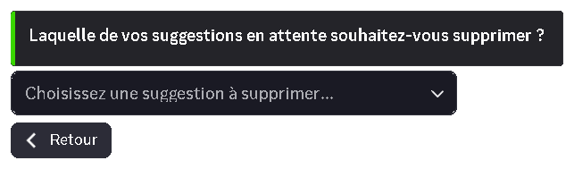 Panel de suppression de suggestion