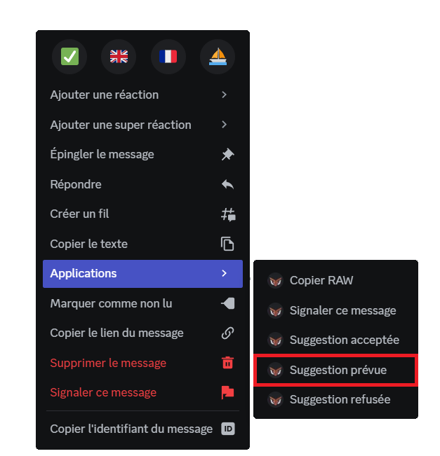 Prévoir une suggestion