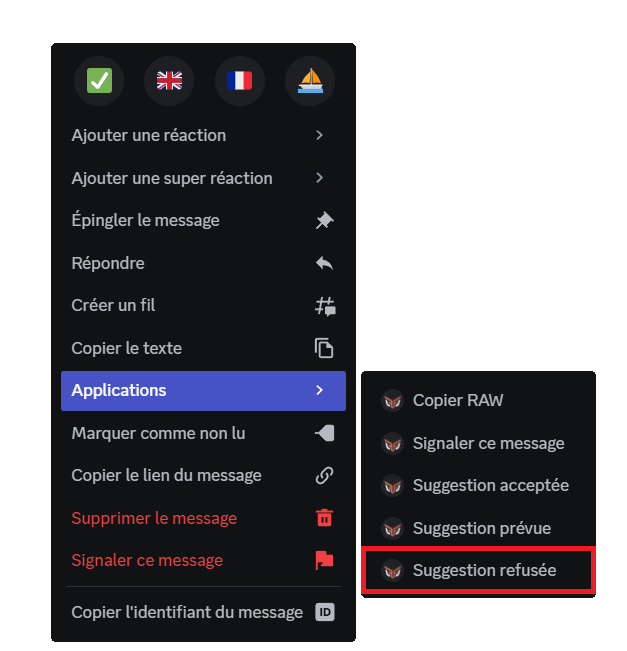 Refuser une suggestion