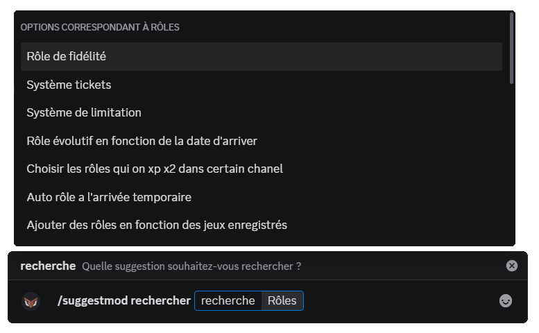 Recherche de suggestions par mot-clé