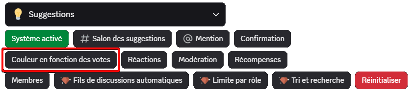 Bouton "Couleur en fonction des votes" depuis la commande /config