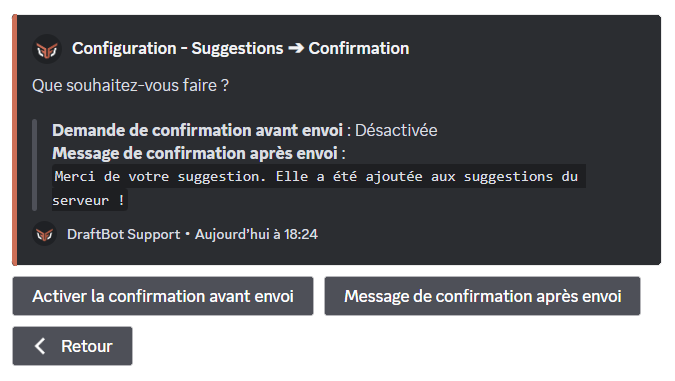 Configurer les différentes confirmations