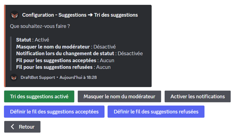 Configurer le tri des suggestions