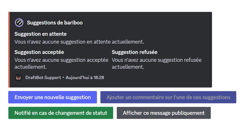 Menu des suggestions