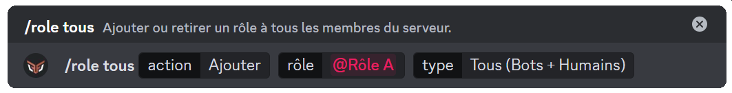 Example of the command