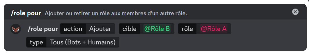 Example of the command