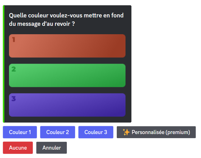 Background color configuration menu