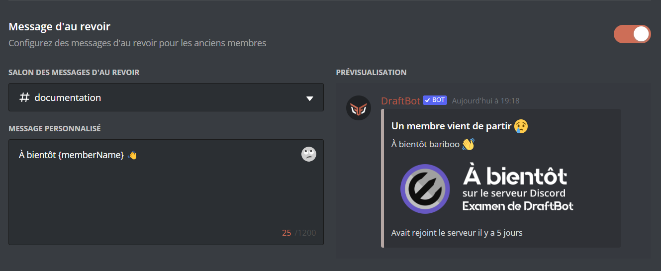 Configuration menu