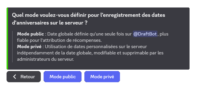 You can choose the mode by pressing the "Birthday mode" button, then picking the mode
