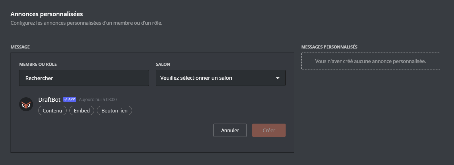 Configure your custom announcements at the bottom of the birthday page