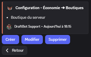 Shop selection menu
