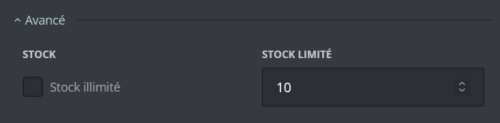 Stock configuration option