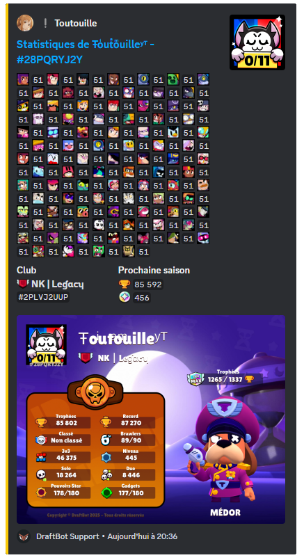 Overview of the /stats brawlstars command