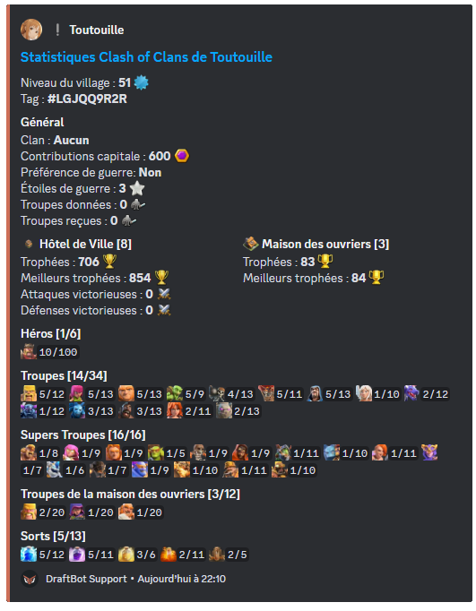 Overview of the /stats clashofclans command