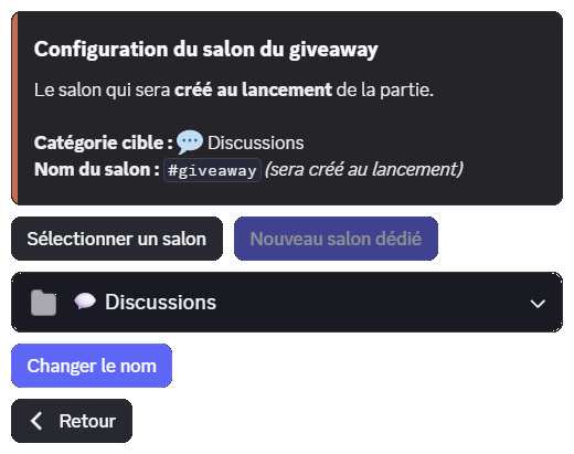 Creating a channel when publishing the giveaway