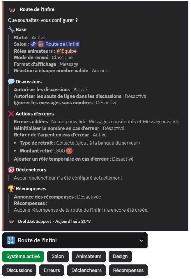 Counter module through the /config command