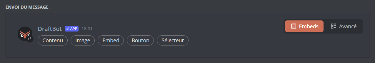Starting menu for writing your message