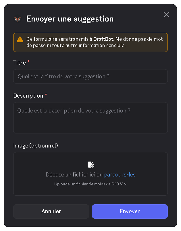 DraftBot's suggestion panel