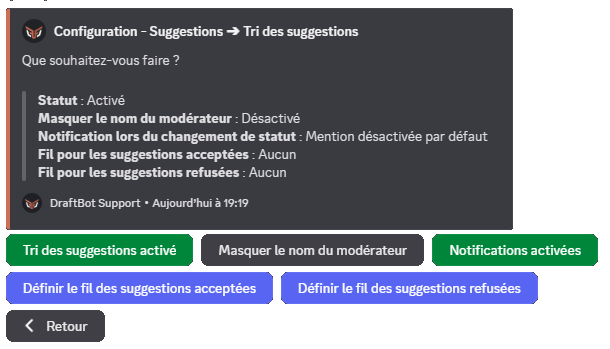 The "Moderation" menu, through the /config command