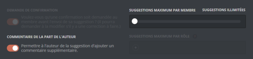 Managing the general restrictions on suggestions, from the panel