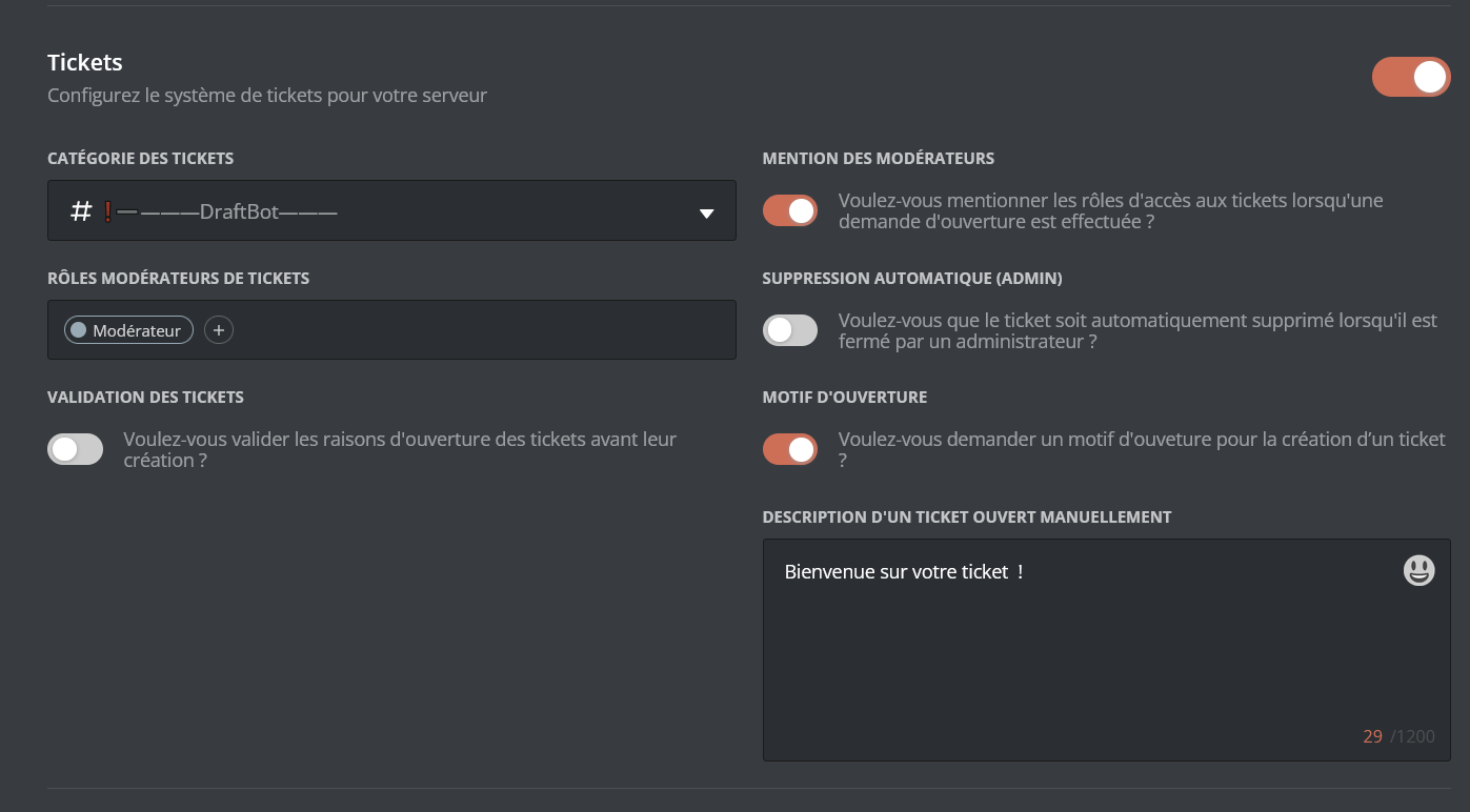 Configuration menu