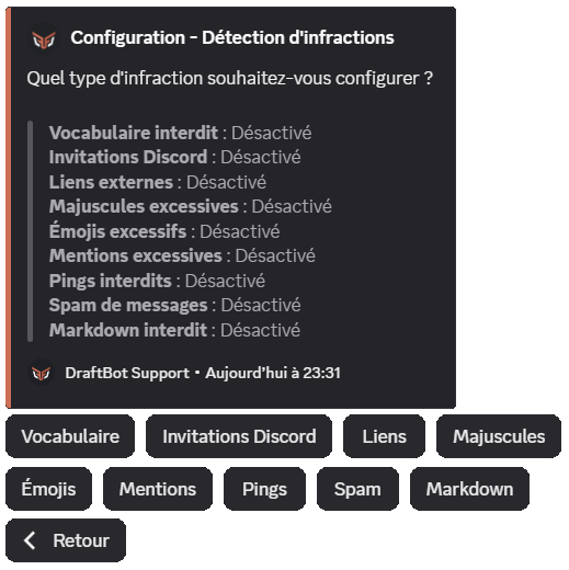 Auto-moderation configuration menu