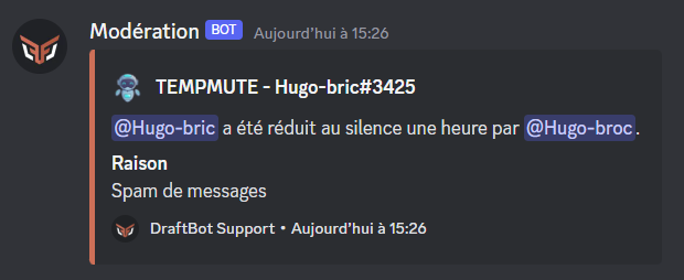 Example of a moderation log