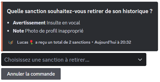 Deleting a sanction