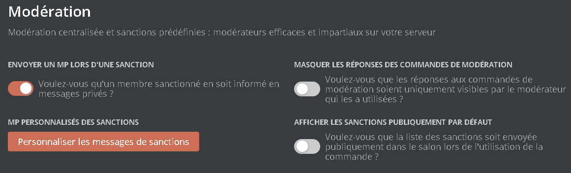 Configuring the moderation options