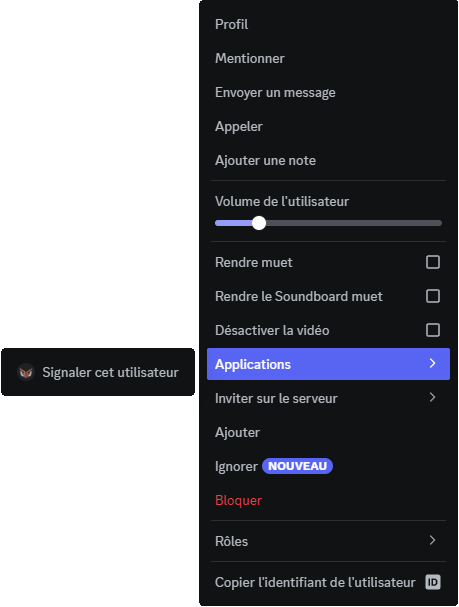 Reporting a user through the app
