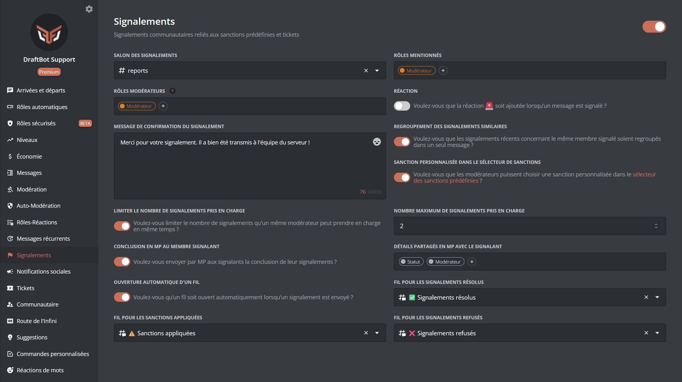 Overview of the system from the panel