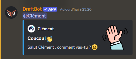 Result of the command on Discord