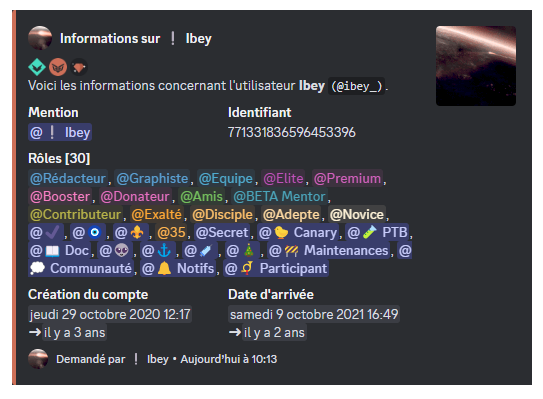 Overview of the /info user command