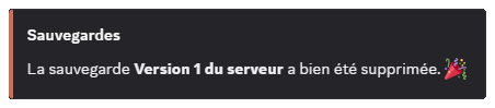 Confirmation of a backup deletion